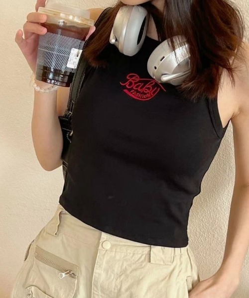 タンクトップ ノースリーブ 「FANCY CLUB」FRONT CROSS SLEEVELESS レディース FANCY CLUB】FRONT CROSS SLEEVELESS | OUR BRAND,FANCY CLUB
