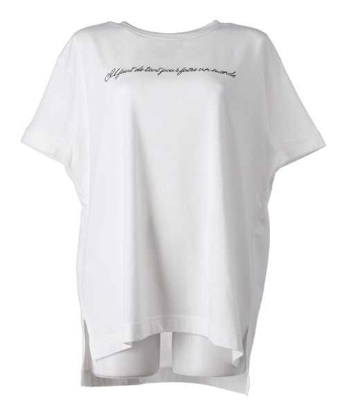 tシャツ カテゴリーロゴ S/S Ｔシャツ レディース coca tシャツ 刺繍ロゴサイドスリットTシャツ レディース