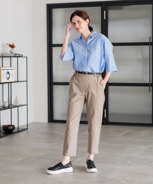 ブラウス シャツ ヨーク切替ハーフスリーブシャツ レディース メンズ CB CRESTBRIDGE ブラウス シャツ サイド切替ハーフスリーブ