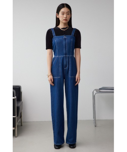BLUE WAY デニムオールインワン AZUL BY MOUSSY オールインワン デニムベアワイドオールインワン