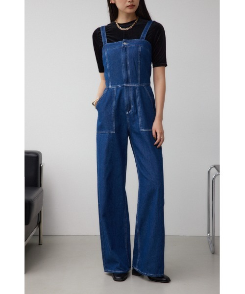 美品　エブール ebule オールインワン　デニム　インディゴ　S〜M相当 美品 エブール ebule オールインワン デニム インディゴ S〜M相当