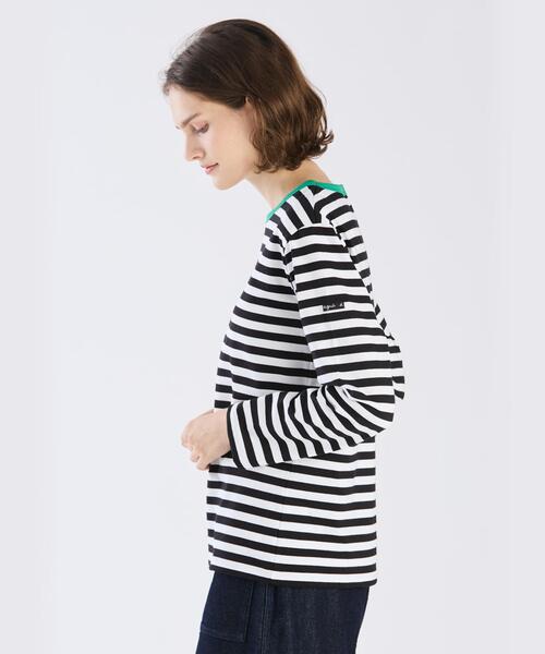 tシャツ 細ボーダー コットン 長袖 Tシャツ ”Biotop” レディース