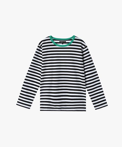 tシャツ 細ボーダー コットン 長袖 Tシャツ ”Biotop” レディース