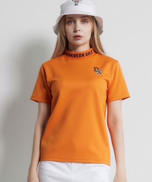 DEVEREUX GOLF tシャツ 半袖 ジャガードロゴモックネック半袖 
