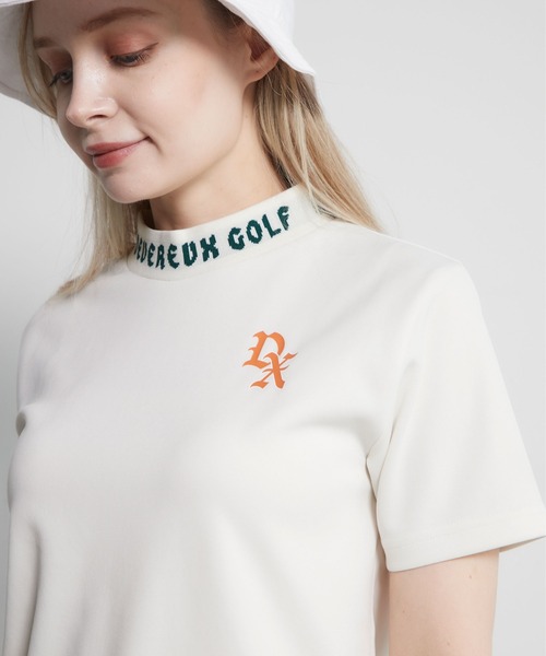 DEVEREUX GOLF tシャツ 半袖 ジャガードロゴモックネック半袖