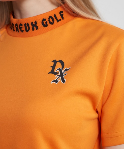DEVEREUX GOLF tシャツ 半袖 ジャガードロゴモックネック半袖