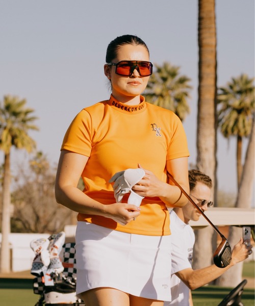 DEVEREUX GOLF tシャツ 半袖 ジャガードロゴモックネック半袖 