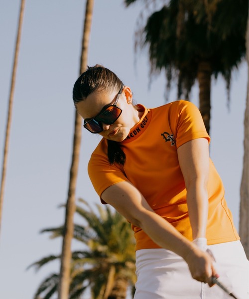 DEVEREUX GOLF tシャツ 半袖 ジャガードロゴモックネック半袖 