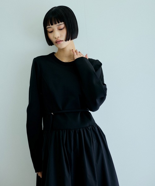 最終お値下げ！ADAM ET ROPE ワイドスリーブコンビワンピース！