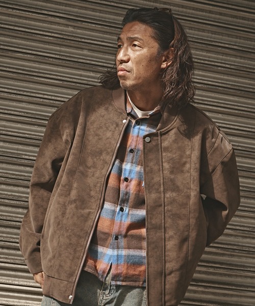 ALL RUNS ブルゾン アウター フェイクレザー フライトジャケット