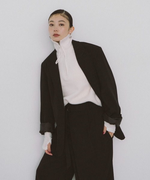 HANNE ニット セーター ジップアップタートルネックニットプルオーバー