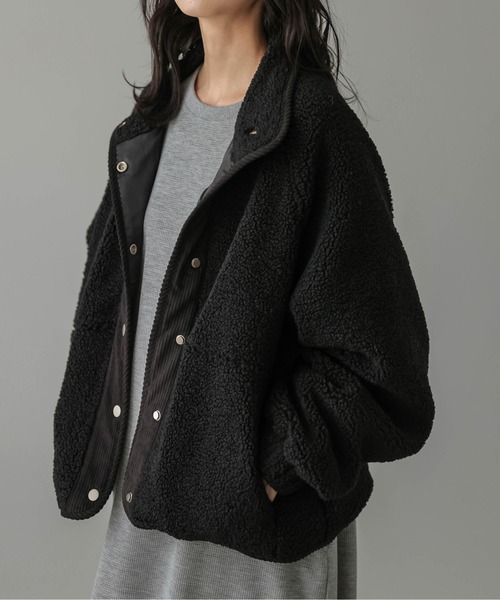 コート アウター 異素材切替 スタンドネック ボアジャケット