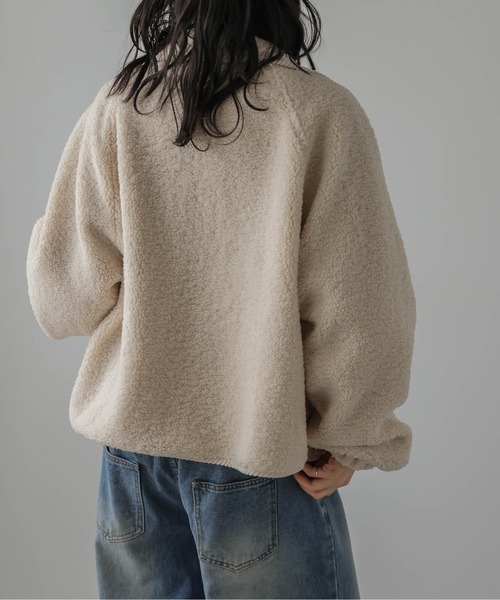 コート アウター 異素材切替 スタンドネック ボアジャケット