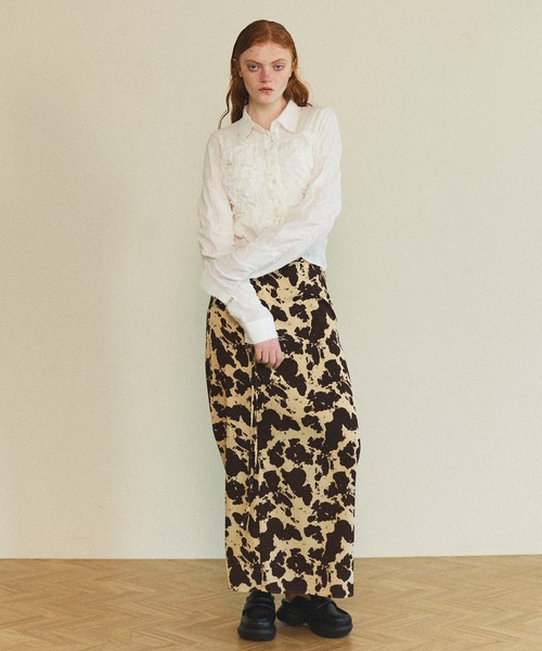 掲載5日迄メゾンスペシャルCOW Printedスカート36 MAISON SPECIAL スカート COW Printed Maxi Skirt/COWプリント