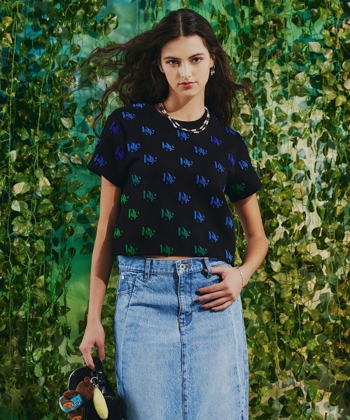 tシャツ Dロゴ刺?ダンボールニットTシャツ レディース