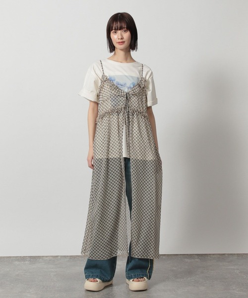 LAKOLE（ラコレ） ワンピース シアーチェックフリルワンピース