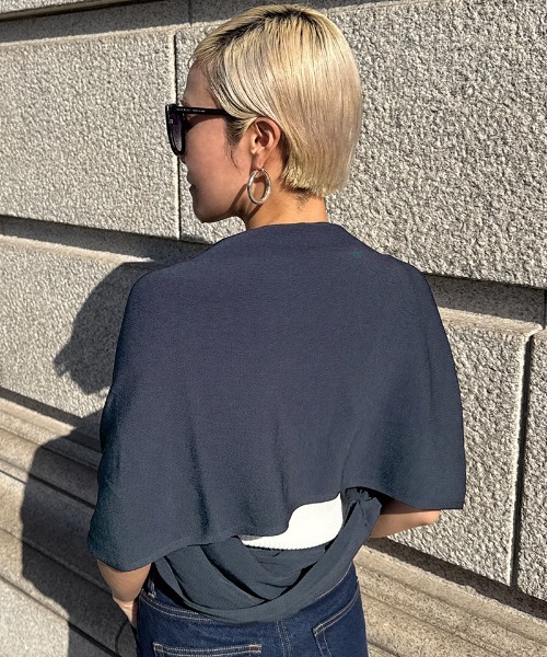 ジェンヌ　ニットリングケープ　ブラック ニットリングケープ（Tシャツ/カットソー）｜JENNE（ジェンヌ
