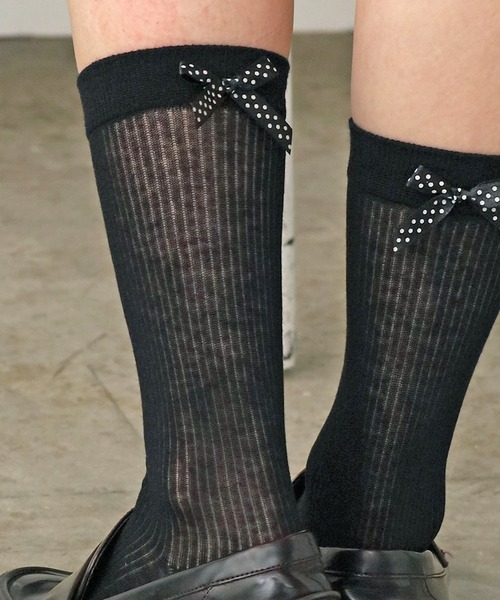 ROOP TOKYO 靴下 Dot ribbon midriff socks /ドットリボン ミドル