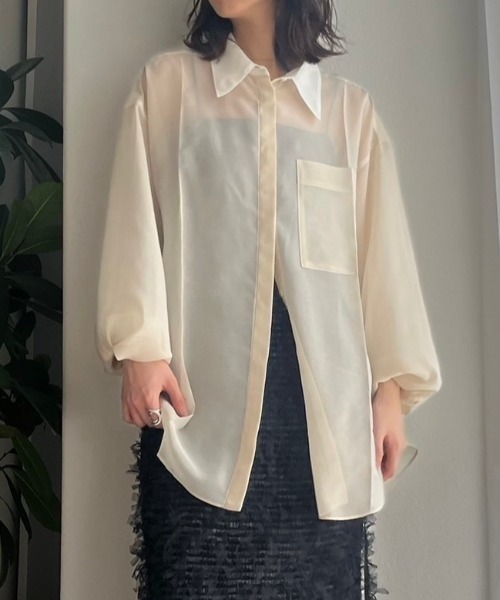 ブラウス シャツ ボイルフロントプレスシャツ / Voile Front Press Shirt レディース