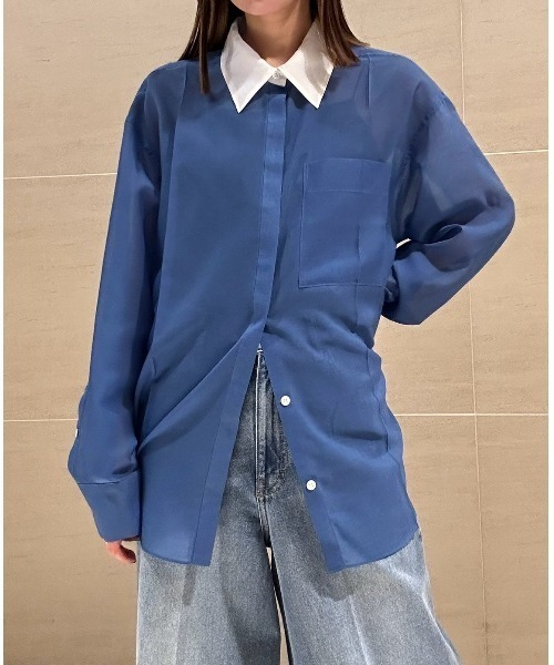 LE CIEL BLEU ブラウス シャツ ボイルフロントプレスシャツ
