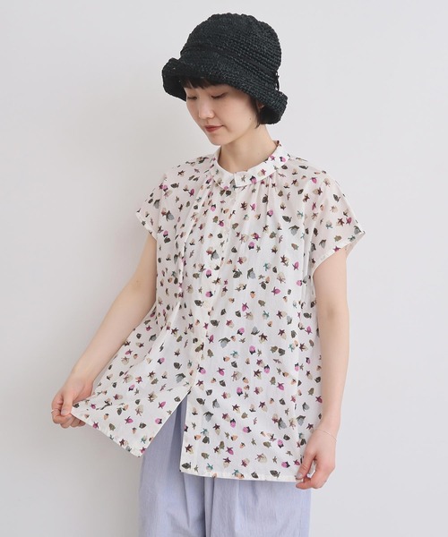 ブラウス シャツ ミルキータフタ＿裾ギャザーフリルシャツ　シャツ・ブラウス レディース STRAWBERRY-FIELDS ブラウス シャツ ミルキータフタ＿裾ギャザー