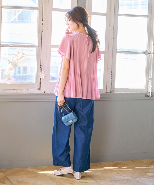 ブラウス シャツ 「2WAY・洗える」シフォンジョーゼットプリーツ ブラウス レディース Feroux ブラウス シャツ 「2WAY・洗える」シフォンジョーゼット