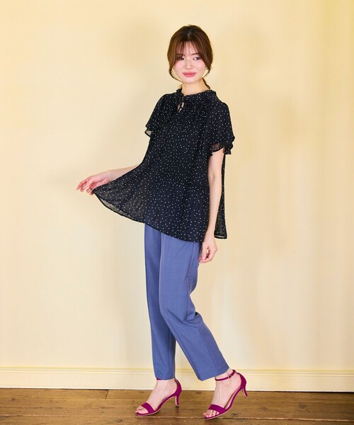 ブラウス シャツ シフォンジョーゼット プリーツブラウス レディース Feroux ブラウス シャツ 「2WAY・洗える」シフォンジョーゼット