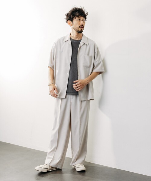 [人気]ヴィンテージ ストライプワイドスラックス シルエット良好 archive Two tuck wide straight stripe slacks / 2タックワイド