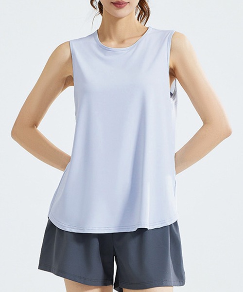 HYS SHOP タンクトップ ノースリーブ レディース 切替メッシュ