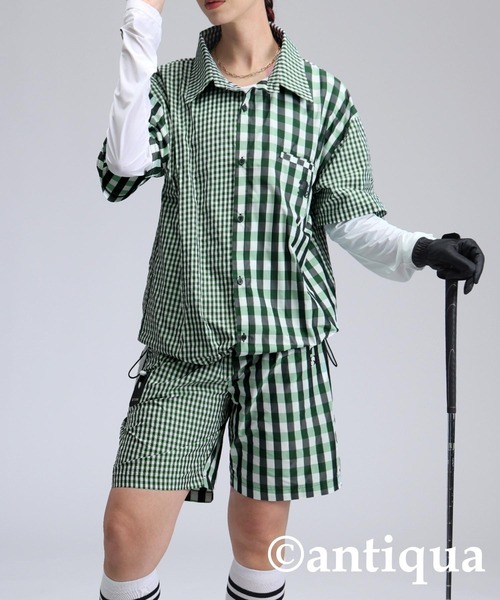 antiqua パンツ 「STCH」チェックハーフパンツ レディース