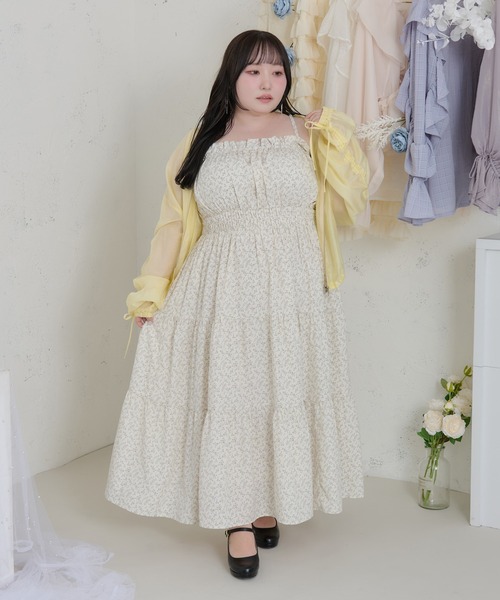【美品】Louiosy リボン付きドロストシアーブルゾン アイボリー 4L Louiosy ブルゾン アウター 「大きいサイズ」リボン付きドロスト