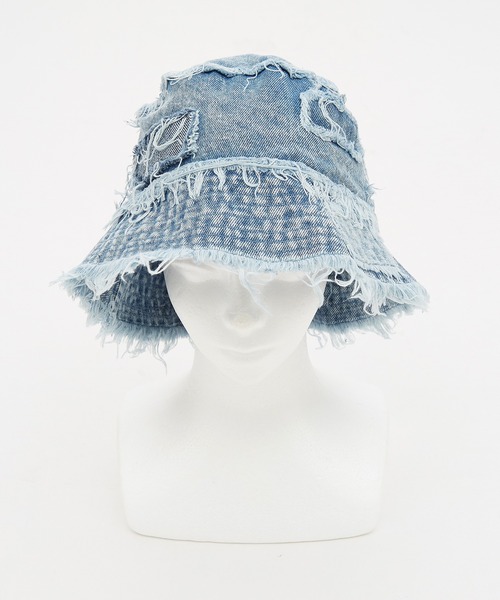 KAPITAL パッチワークフリンジデニムハット 帽子 ハット an meets zakka クラッシュフリンジランダムパッチワーク