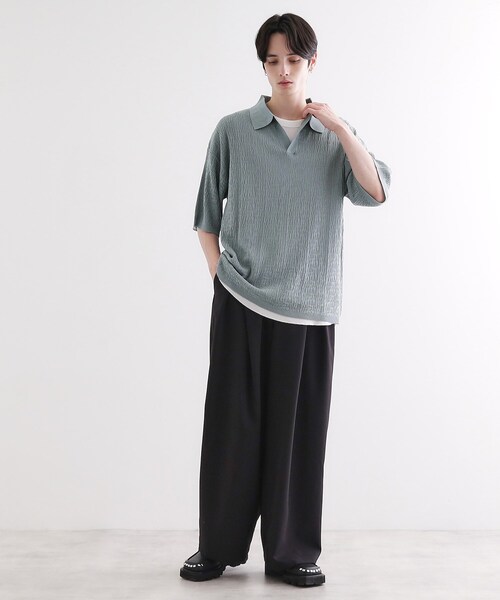 KITH KHM033427 シャドウストライプ スキッパー ポロシャツ L KITH KHM033427 シャドウストライプ スキッパー ポロシャツ L 【公式通販】