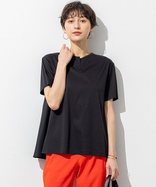 tシャツ 「汗じみ防止/洗える」スムースデザイン バックフレア カットソー レディース