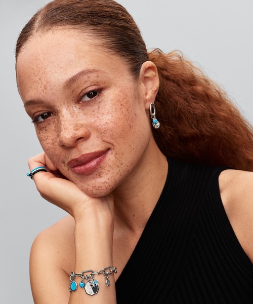 PANDORA チャーム ターコイズカラー ハート ミニダングル レディース