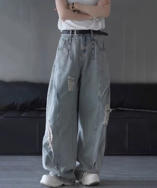 CHEEZE˓˓༼ˀᵕ̈༽ DENIM×DENIM デニムパンツ　FREEサイズ Diagram ジーンズ デニム デニムパンツ サス付zipデニムパンツ