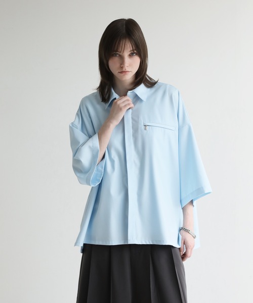 ELLUV シャツ 「ELLUV/エルヴ」サマーTR ジップポケット ハーフ