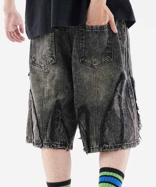 Theater code ハーフパンツ ワイドパンツ ジーンズ Crushed denim half