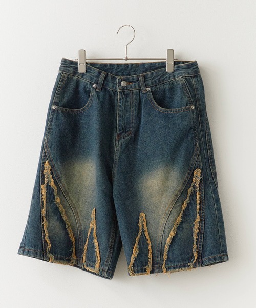 Theater code ハーフパンツ ワイドパンツ ジーンズ Crushed denim half