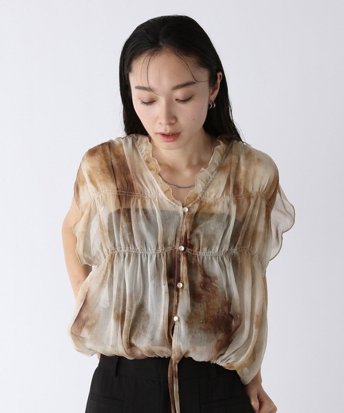 JEANASIS ブラウス シャツ シャーリングシアーVブラウス/578654