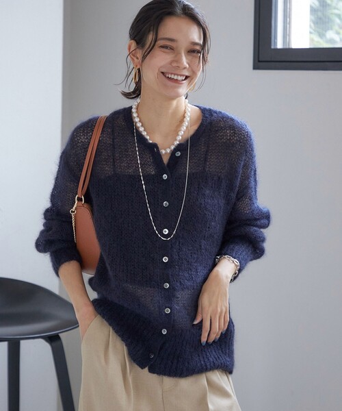 SHIPS（シップス） カーディガン モヘヤ クルーネック カーディガン