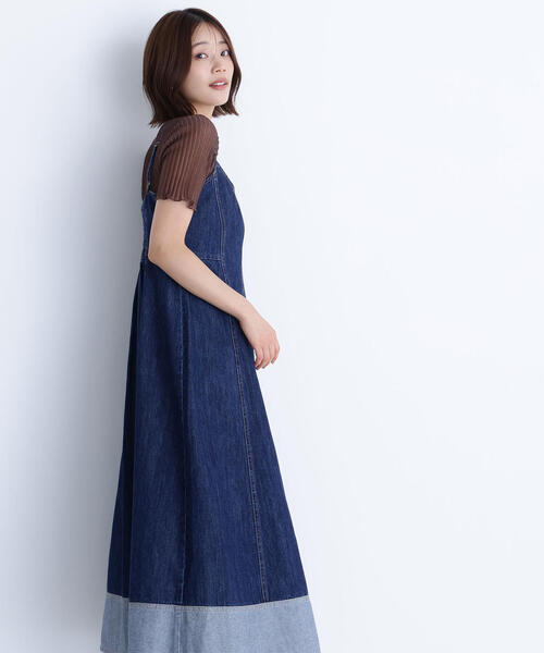 NATURAL BEAUTY BASIC ワンピース デニムフレアキャミワンピース