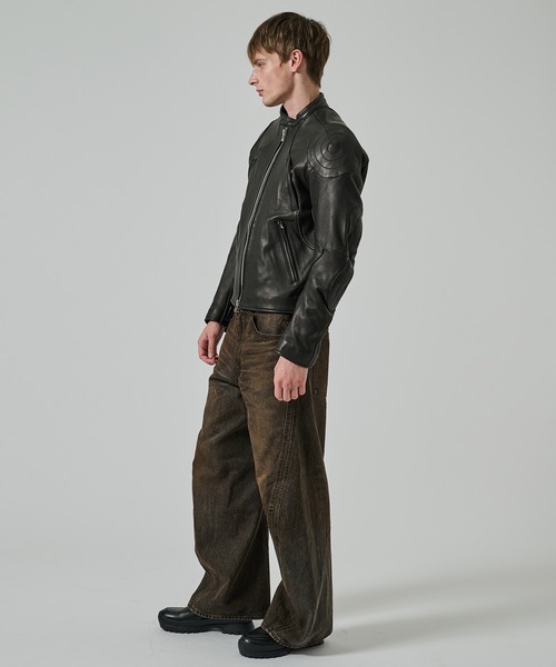 革ジャン ライダース 「NVRFRGT」LEATHER MOTORCYCLE JACKET メンズの画像