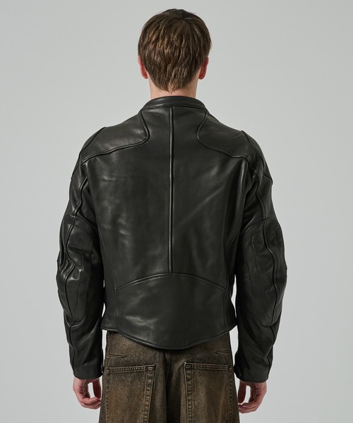 NVRFRGT 24AW レザージャケット NVRFRGT LEATHER PANELED ZIP UP JACKET BLACK 通販 商品ページOCTAVIA