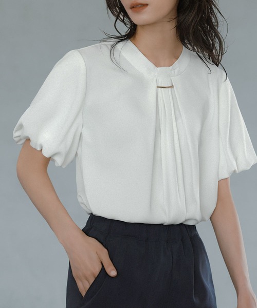 「Flolia」 半袖ブラウス L オフホワイト レディース_画像6