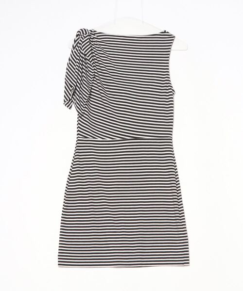 「BCBGeneration」 ボーダー柄ノースリーブワンピース X-SMALL ブラック レディース_画像2