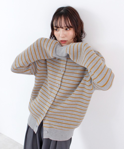 ニット セーター 「新色追加」襟付きボーダーニット レディース