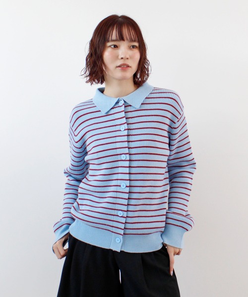 ニット セーター 「26SS 新色追加」襟付きボーダーニット レディース