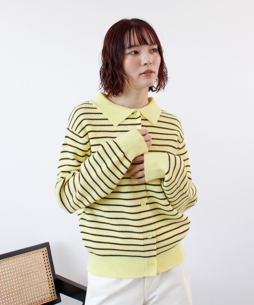 ニット セーター 「26SS 新色追加」襟付きボーダーニット レディース