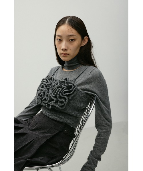 MISSONI フリルニット チャコール 40 可愛い オシャレ 着回し STYLEMIXER（スタイルミキサー） ベスト ジレ フリルニットビスチェ